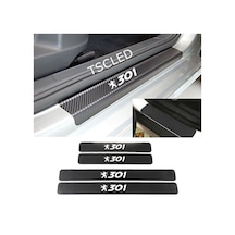 Peugeot 301 Karbon Kapı Eşiği Koruma Sticker Yapıştırma (4 Adet)