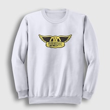Presmono Unisex Yellow Aerosmith Sweatshirt Beyaz