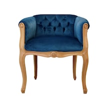 Hanelmobilya Hanel Mobilya Elizabeth Kapitoneli Tekli Koltuk Mavi Kadife Kumaş
