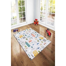 Çok Renkli Kaymaz Tabanlı Oyun Halısı Çocuk Halısı Ar057n11