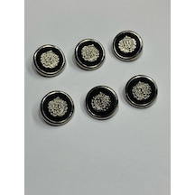 Trençkot Ceket Düğmesi / Metalize Plastik / 6 Lı Set / Siyah