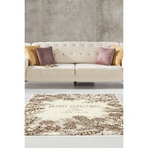 Alanur Home Kaymaz Dijital Mutfak & Salon Halı Trend Yılbaşı Al5033 Kahverengi