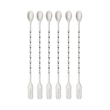 6 Adet 32 Cm Çelik Çift Başlı Kokteyl Karıştırma Barmen Kaşığı Cin582-6