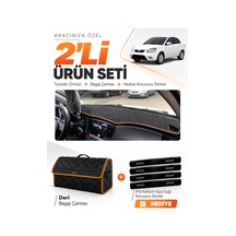 E-biz Kia Rio Pride 2005-2011 Uyumlu Torpido Örtüsü + Deri Çanta - Siyah-kahverengi - Kı012