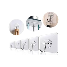 10 Adet Tekli Kendinden Yapışkanlı Güçlü Şeffaf Askılık - Kapı Arkası Mutfak Duvar Banyo Askı Beyaz Diğer