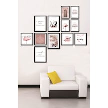 12 Parça Dekoratif Mdf Tablo Seti Çerçeve Görünümlü Dekolıadkj069