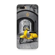Oppo Reno Ax7 Uyumlu Taş Sokakta Sarı Vespa Motosiklet Desenli Silikon Kılıf Çok Renkli