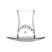 Sparkles Heybeli Çay Seti, 4 Kişilik, 170 Cc Bardak Ve 126 Mm Tabak, Yılbaşı Temalı