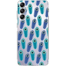 Samsung Galaxy M34 İle Uyumlu 1mm Slim Fit Nazar Boncuğu 4 Baskılı Şeffaf Kılıf