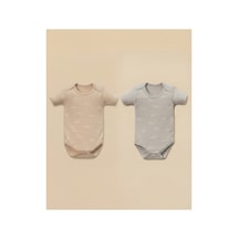 Minory Baby - 2'li Kısa Kol Bebek Body Seti Kaplumbağa Motifli Çok Renkli Çok Renkli