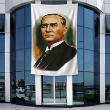 Mustafa K. Atatürk Portresi Poster Bayrak Raşel Kumal 4x6 Metre Ata12 Diğer