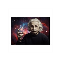 Einstein Ve Atom Modern Ahşap Tablo