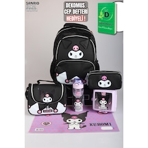 X Dekomus Lisanslı Kuromi Dark Delight Collection Okul,beslenme Ve Kalem Çantası,beslenme Kabı,matara Ve Beslenme Örtüsü Seti Altın