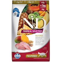 N&D Tropical Selection Düşük Tahıllı Tavuklu Tropikal Meyveli Kısırlaştırılmış Yetişkin Kedi Maması 4 KG + 1 KG