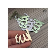 50 Adet 3 Cm Allah Lafsı Allah Yazısı Gold Renk Bantlı Pleksi