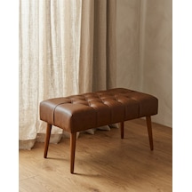 Acı Kahve Deri Bank Bench Oturma Pufu Modern Salon Antre Puf Ayakkabılık Önü Koltuk 45x90 Kahverengi