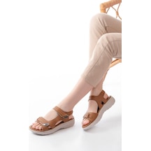Dm-363 Taba Baret Cırtlı Dikişli Günlük Kadın Sandalet