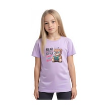 Fyk Kids Kız Çocuk Basic Bear Stayle Baskılı T-shirt Lila