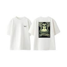 Thewert Deftones 18 Tasarım Sırt Baskılı Pamuk Beyaz Oversize T-shirt