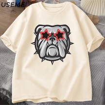 Flood Of Style Futbol Bulldogs T-shirt Erkekler Moda Köpek Kısa Kollu Baskılı Tshirt Pamuk Yuvarlak Boyun Kı Haki