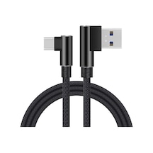 Siyah Naylon Örgü 90 Derece 2.4a Hızlı Şarj Kablosu Android Tip C Usb Veri Kablosu İos Uy Samsung Huawei Xiaomi Cep Kablo 56551913