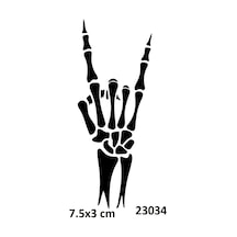 Airbrush Tattoo Rock İşareti İskelet Yapışkanlı Stencil Süsleme Ve Boyama Kalıbı