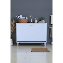 Eliusta Sare 95 Cm Beyaz Sepetli Banyo Dolabı,mutfak Dolabı 95x75x32,5 Cm Oyuncak Sepeti Çok Amaçlı Dolap Beyaz