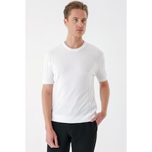 Slim Fit Bisiklet Yaka Kısa Kol Beyaz Triko Tr 869 Beyaz