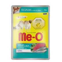 Me-O Kitten Ton Balıklı ve Sardalyalı Jöleli Pouch Yavru Kedi Yaş Maması 80 G