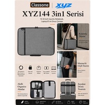 Classone 3in1 Serisi Xyz144 13,14 İnch Uyumlu Tablet, Laptop El Ve Omuz Çantası Keten Gri