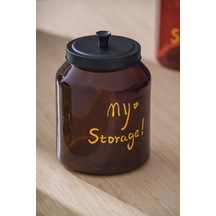 Pierre Metal Kapaklı Kavanoz Seti - 22 Cm Kahverengi