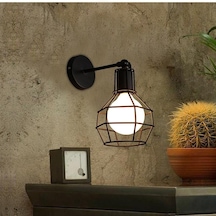 Riolight Retro,rustik,vintage Siyah Kafes 1xe27 Duylu Metal Duvar Siyah