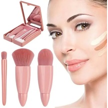 5 Adet Seyahat Boyutu Makyaj Fırça Seti Mini Makyaj Fırçaları, Küçük Komple Bean Paste Color Dark Topaz