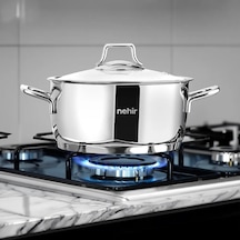 Nehir Silver 20 Cm Derin Tencere - Paslanmaz Çelik Tencere Gri