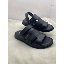 Voyager V-5716 Erkek Deri Sandalet Siyah