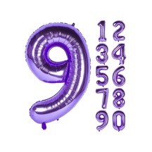 9 Dokuz Rakam Mor Folyo Balon 32"-34" Inc 80 cm