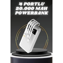 Powerbank Şarj Cihazı 4 Çıkışlı 20.000 Mah Powerbank Kompakt Yüksek Kapasiteli Hızlı Şarj Antrasit Melanj 93034810