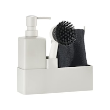 Spülorganizer Mit Seifenspender Spülmittelspender Spültuch Und Spülbürste 19 X 6 X 20 5 Cm Set Mit 4 Teilen Grau Çok Renkli