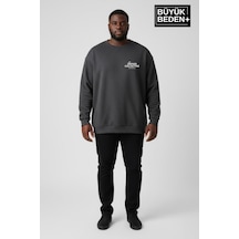 Süperlife Erkek Büyük Beden Unified Collective Baskılı Bisiklet Yaka İnce Sweatshirt Spr26bsw956-10 Antrasit