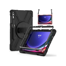 Samsung Galaxy Tab S9 Fe Plus İle Uyumlu Kılıf El Tutamaçlı Standlı Full 360 Koruma Z-defender Rugged Tablet Kılıf Siyah Belirtilmemiş