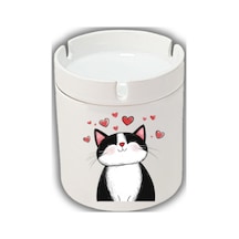 Kalpli Sevimli Kedi Baskılı Küllük Kül Tablası Doğum Günü Hediyesi
