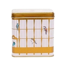 Evle-er205-t7 Bird Cage Desenli Kare Metal Saklama Kabı 9x9 Cm Bird Cage