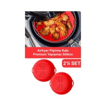 2 Adet Airfryer Silikon Pişirme Kabı - Kırmızı - Tüm Airfryer'lara Uyumlu Silikon Kırmızı Diğer