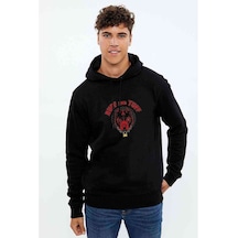 Pitbull Amblemi Ruff And Tuff Baskılı Siyah Erkek Sweatshirt