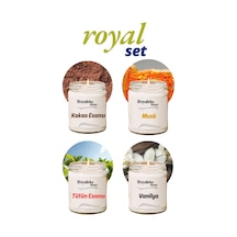 4 Adet Doğal Özel Seri Kokulu Dekoratif Kavanoz Mum 4x210 Cc - Royal Set - Ryl Çok Renkli