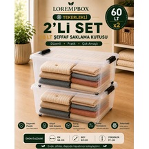 Lorempbox 60 Lt Tekerlekli Şeffaf Saklama Kutusu 2'li Set Diğer