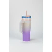 Bernardo Alto Pipetli Termos Bardak Pembe 1000ml Açık Beyaz