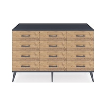 Kronos Konsol 12 Çekmeceli 132x59x83 Çam-antrasit/çam Antrasit/çam