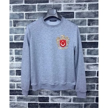 Hunors Sportswear & Company Still35 Türk Baskılı Gri Unisex Model Bisiklet Yaka Sweatshirt Gri
