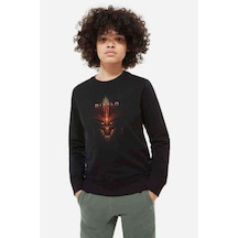 Tshirthane Diablo Baskılı Unisex Çocuk Siyah Sweatshirt (534641374)
